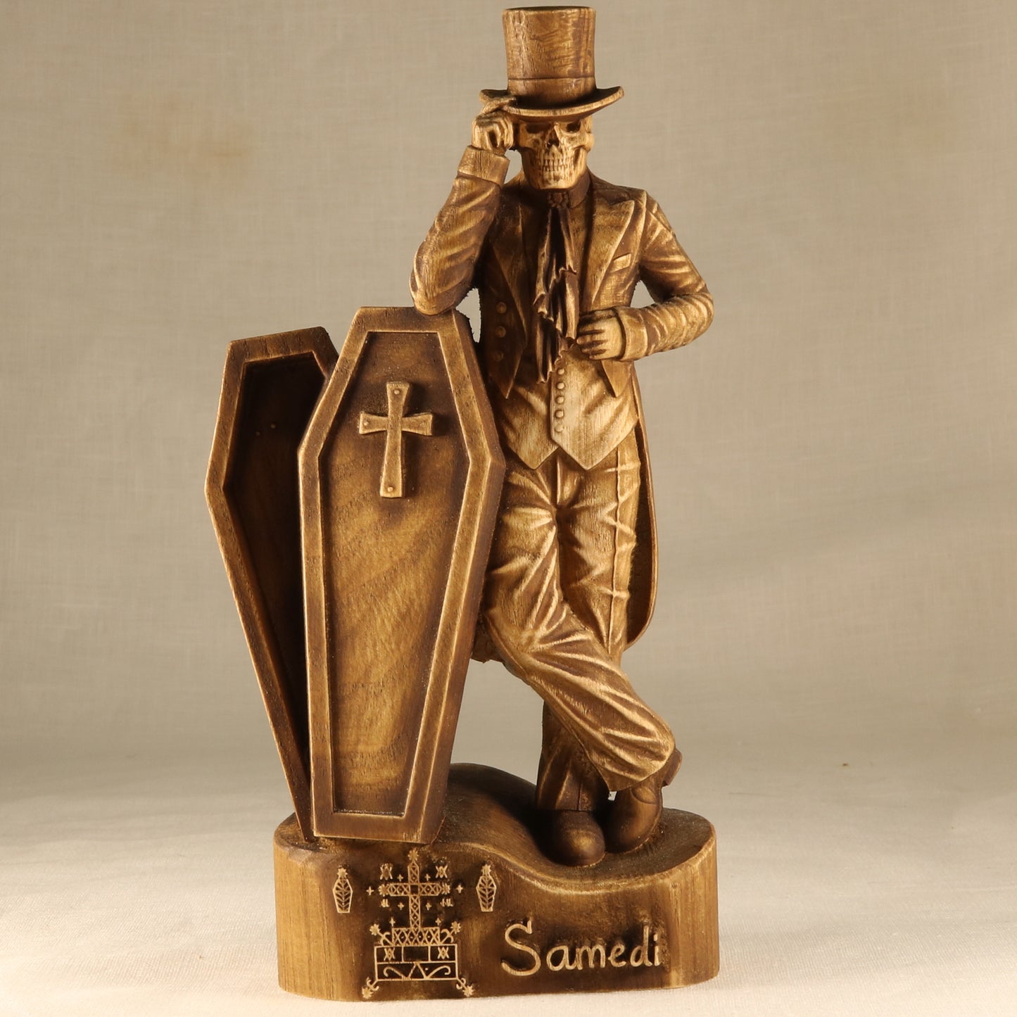 Baron samedi statue Voodoo statue Loa Gothic  Occult decor Gothic statue Voodoo skull