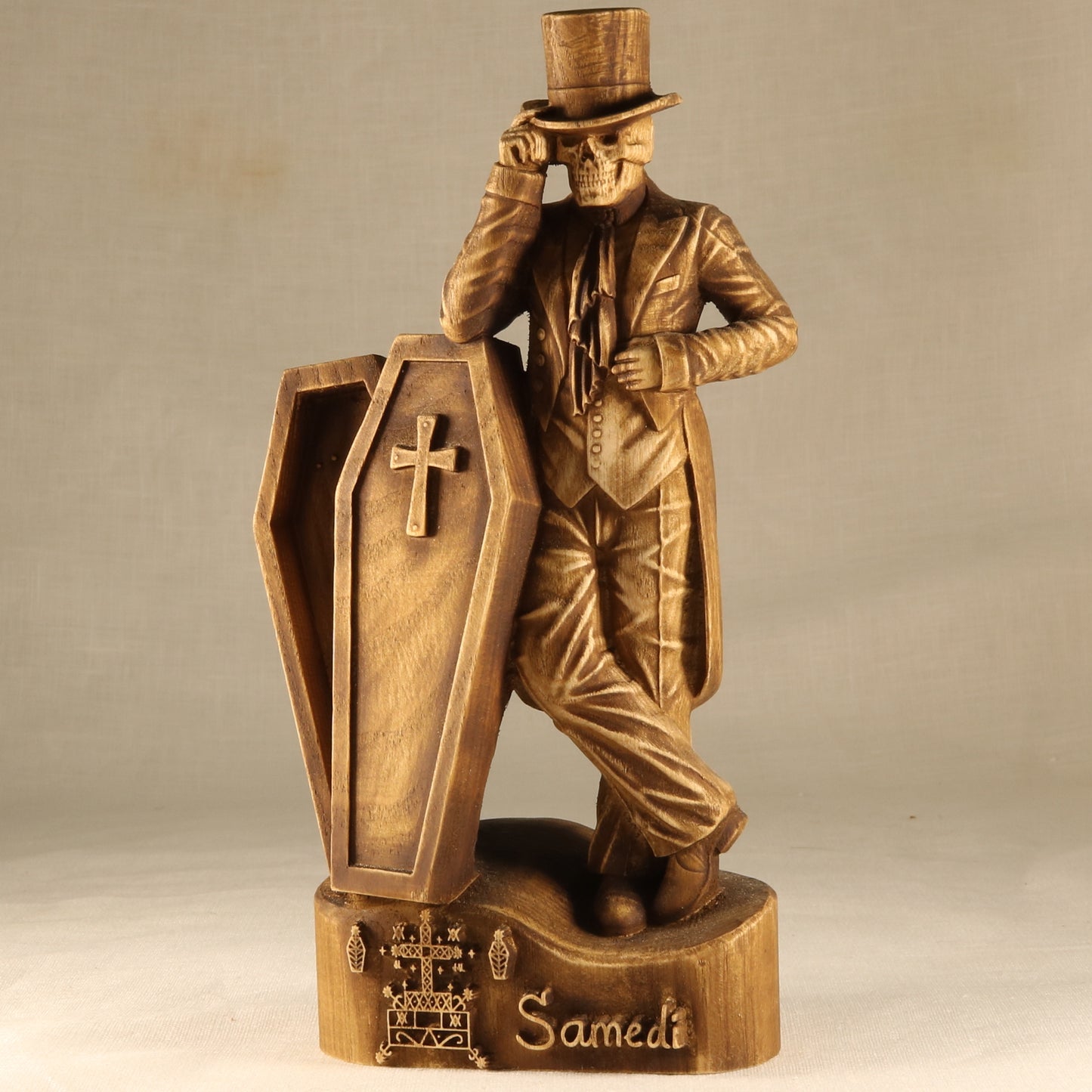 Baron samedi statue Voodoo statue Loa Gothic  Occult decor Gothic statue Voodoo skull