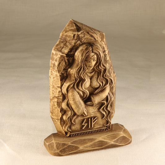 Sif, Wood carving, Norse pagan decor, Wood sculpture