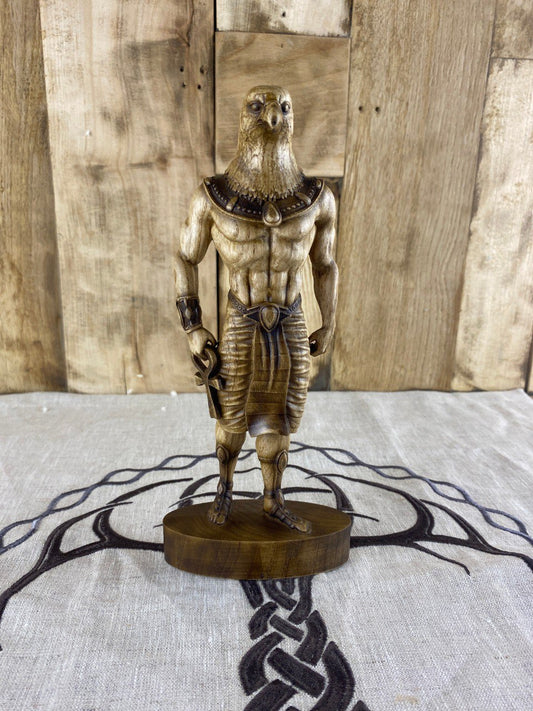 Horus Horus statue Eagle Ancient egypt Egyptian mythology Egyptian god God horus Wood figurine Home decor Woodstatue Woodcarving Decorstatue