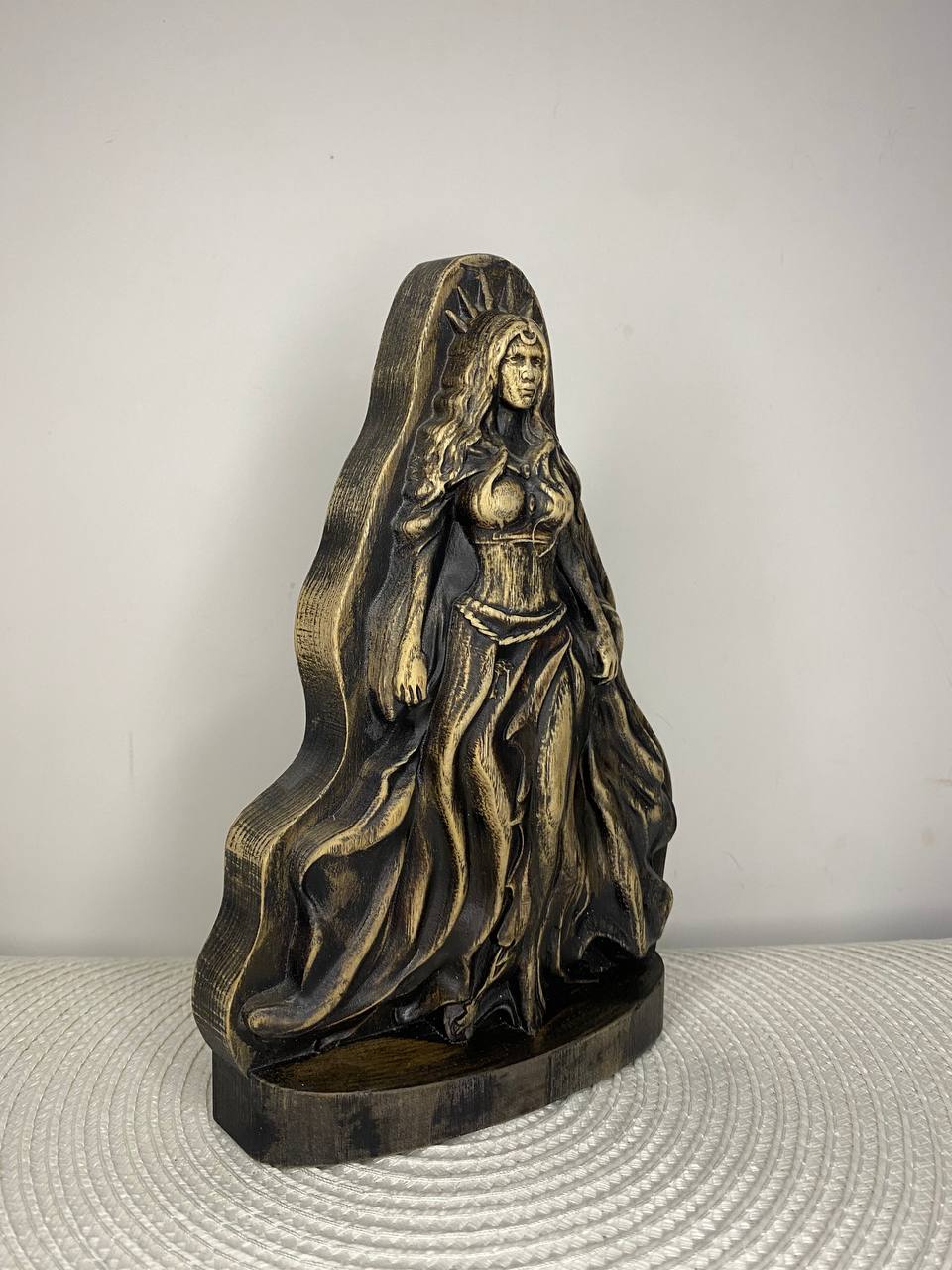 Hecate Wooden Statue – Triple Goddess Greek Mythology Sculpture, Pagan Altar Decor
