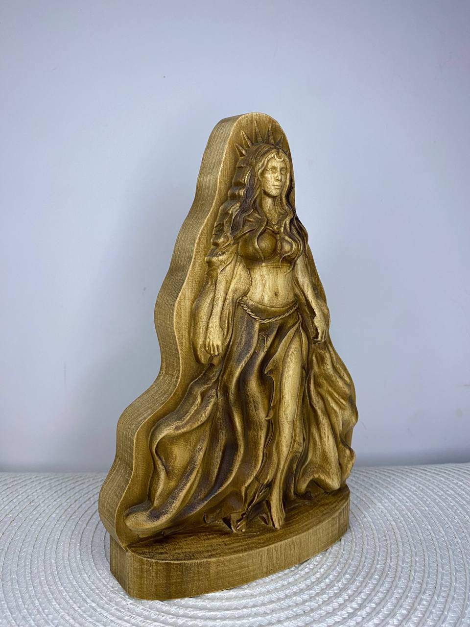 Hecate Wooden Statue – Triple Goddess Greek Mythology Sculpture, Pagan Altar Decor
