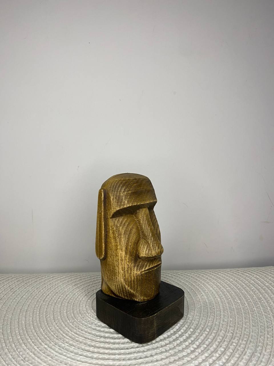 Moai Wooden Statue | Hand-Carved Ash Wood Easter Island Head Figurine
