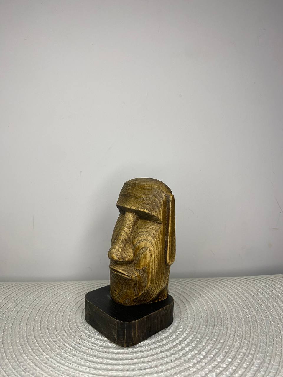 Moai Wooden Statue | Hand-Carved Ash Wood Easter Island Head Figurine