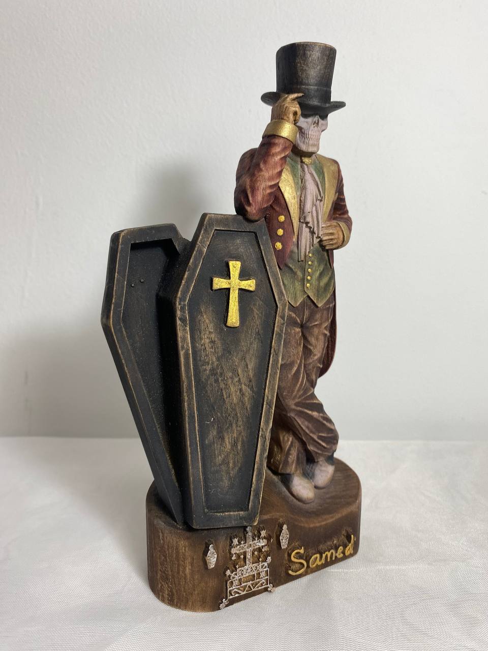 Baron samedi statue Voodoo statue Loa Gothic  Occult decor Gothic statue Voodoo skull