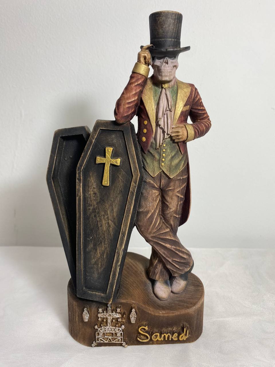 Baron samedi statue Voodoo statue Loa Gothic  Occult decor Gothic statue Voodoo skull