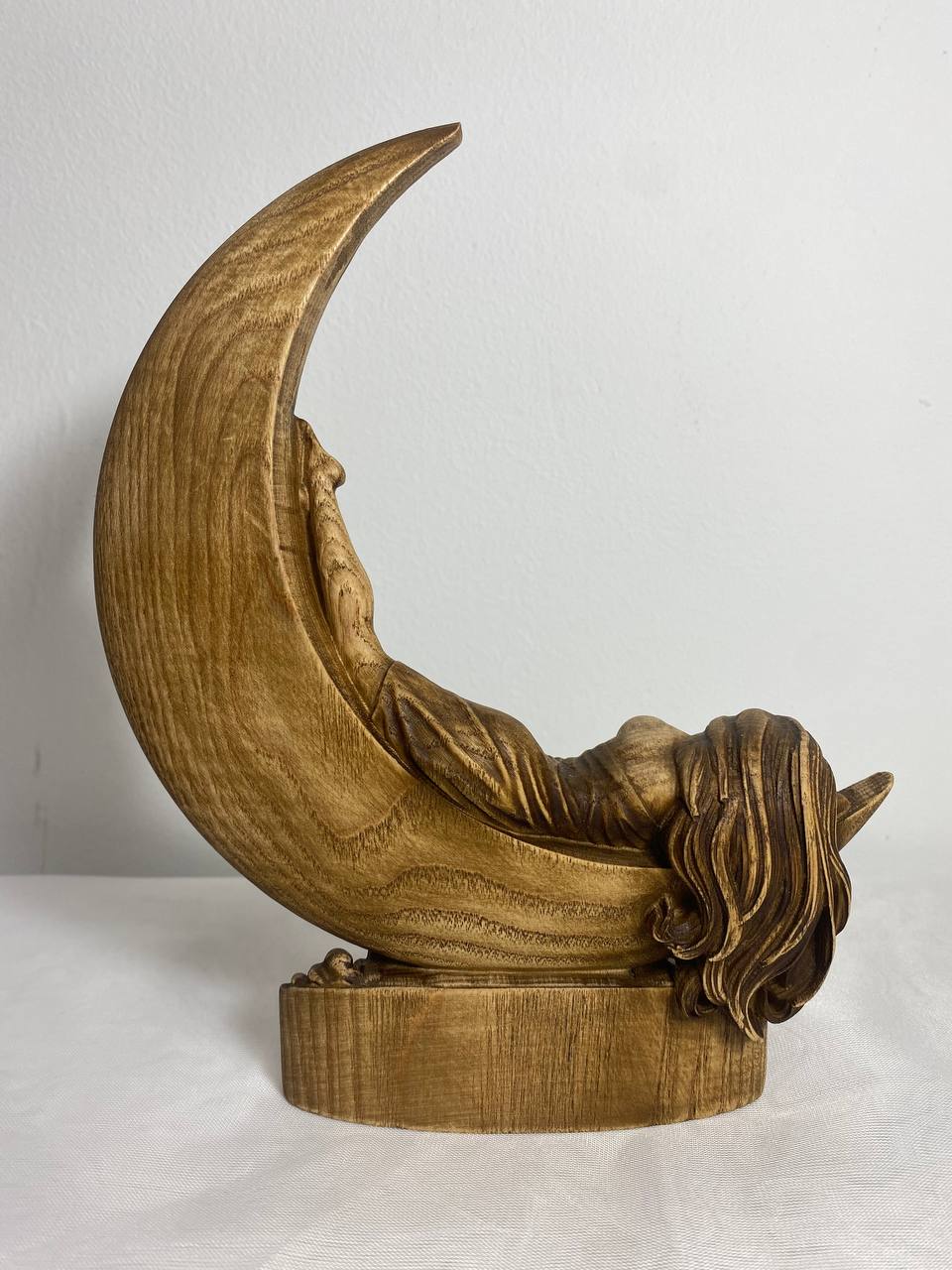 Moon goddess Moon goddess statue Celtic witchcraft Selena moon goddess Selena statue Greek statue Greek goddess Greek mythology Woodcarving