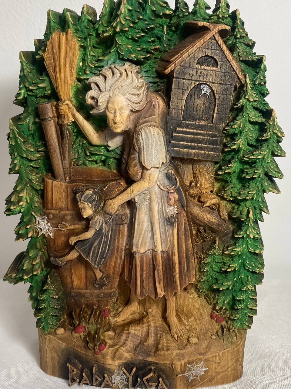 Baba Yaga Figura de Baba Yaga Estatua pagana Figura de bruja Estatua de bruja Altar pagano Estatua de bruja Brujería Arte pagano Wicca Decoración pagana Bruja