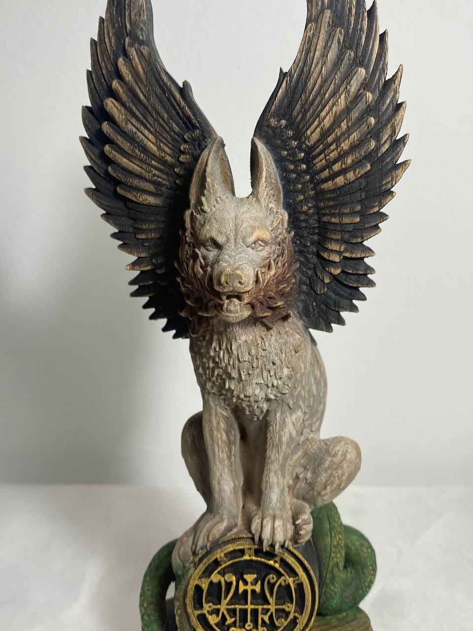 Marchosias Demon statue Demon sigil Winged wolf Goetia demon Occult décor Pagan statue Marchosias seal Wicca altar Solomon Pagan altar Wicca