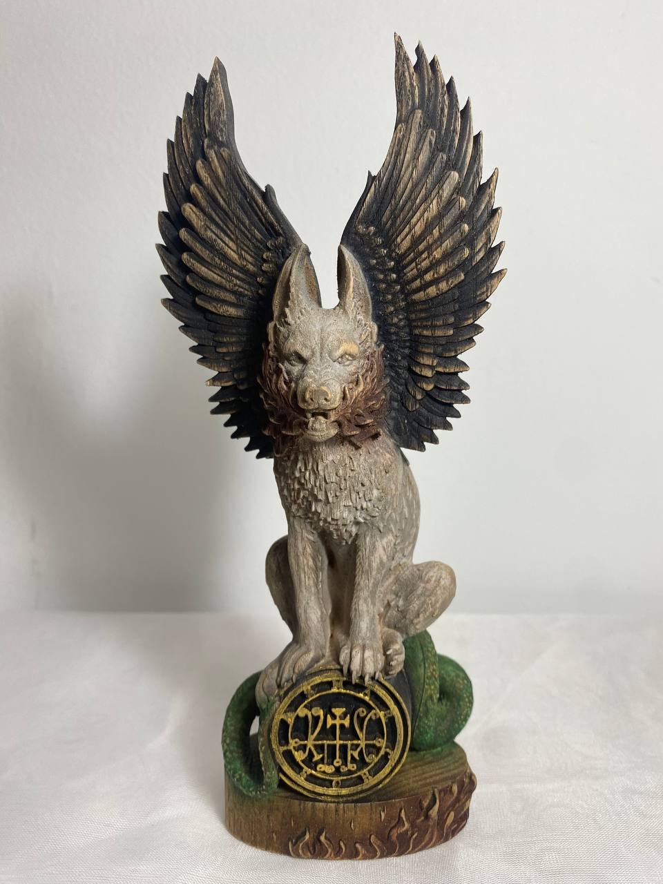 Marchosias Demon statue Demon sigil Winged wolf Goetia demon Occult décor Pagan statue Marchosias seal Wicca altar Solomon Pagan altar Wicca