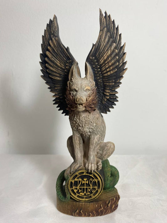 Marchosias Demon statue Demon sigil Winged wolf Goetia demon Occult décor Pagan statue Marchosias seal Wicca altar Solomon Pagan altar Wicca