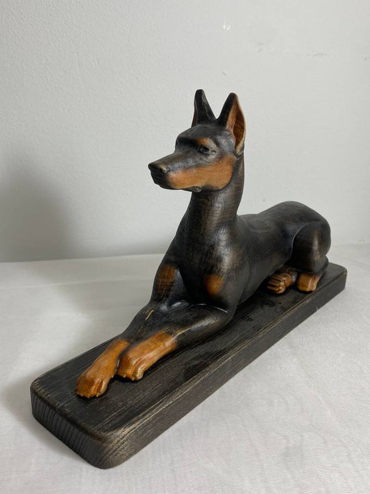 Doberman sculpture, Dog statue, Realistic dog Doberman art Doberman wooden sculpture Dog sculpture Dog figure Wood carving Wood sculpture