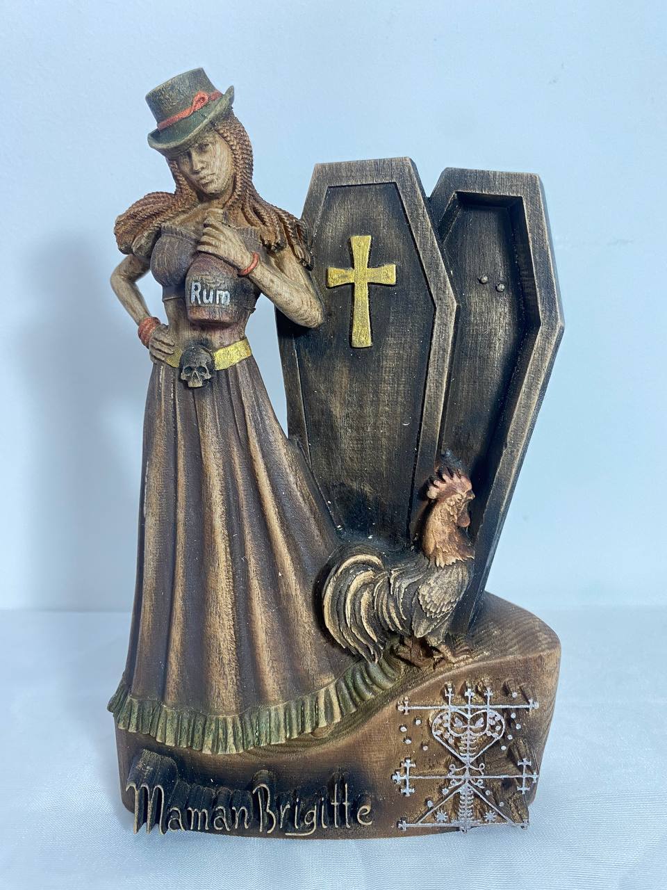 Maman Brigitte Haitian vodou Voodoo statue Voodoo altar Voodoo loa Veve Voodoo sigil Voodoo goddess Voodoo décor Witchcraft Gothic statue