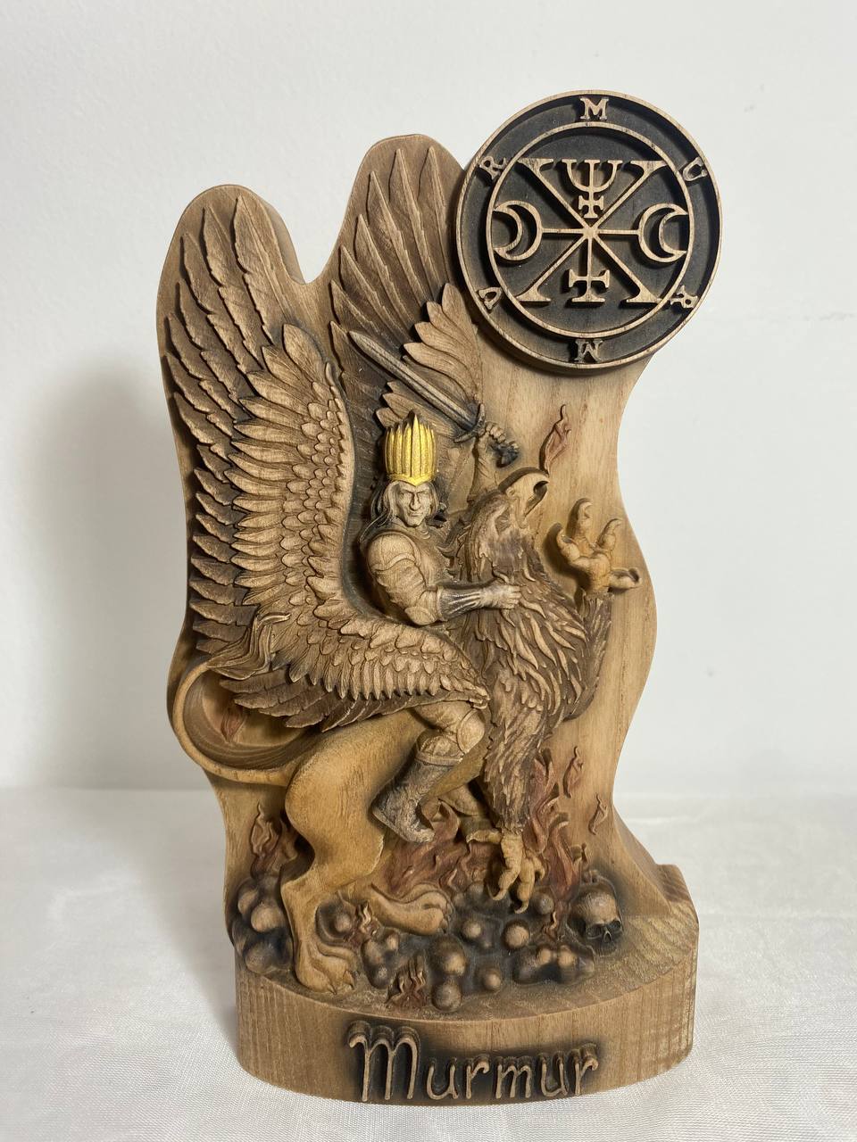 Marqués Murmullo Estatua del demonio Estatua de madera Estatua de Satanás Mundo Mágico Oculto Goetia