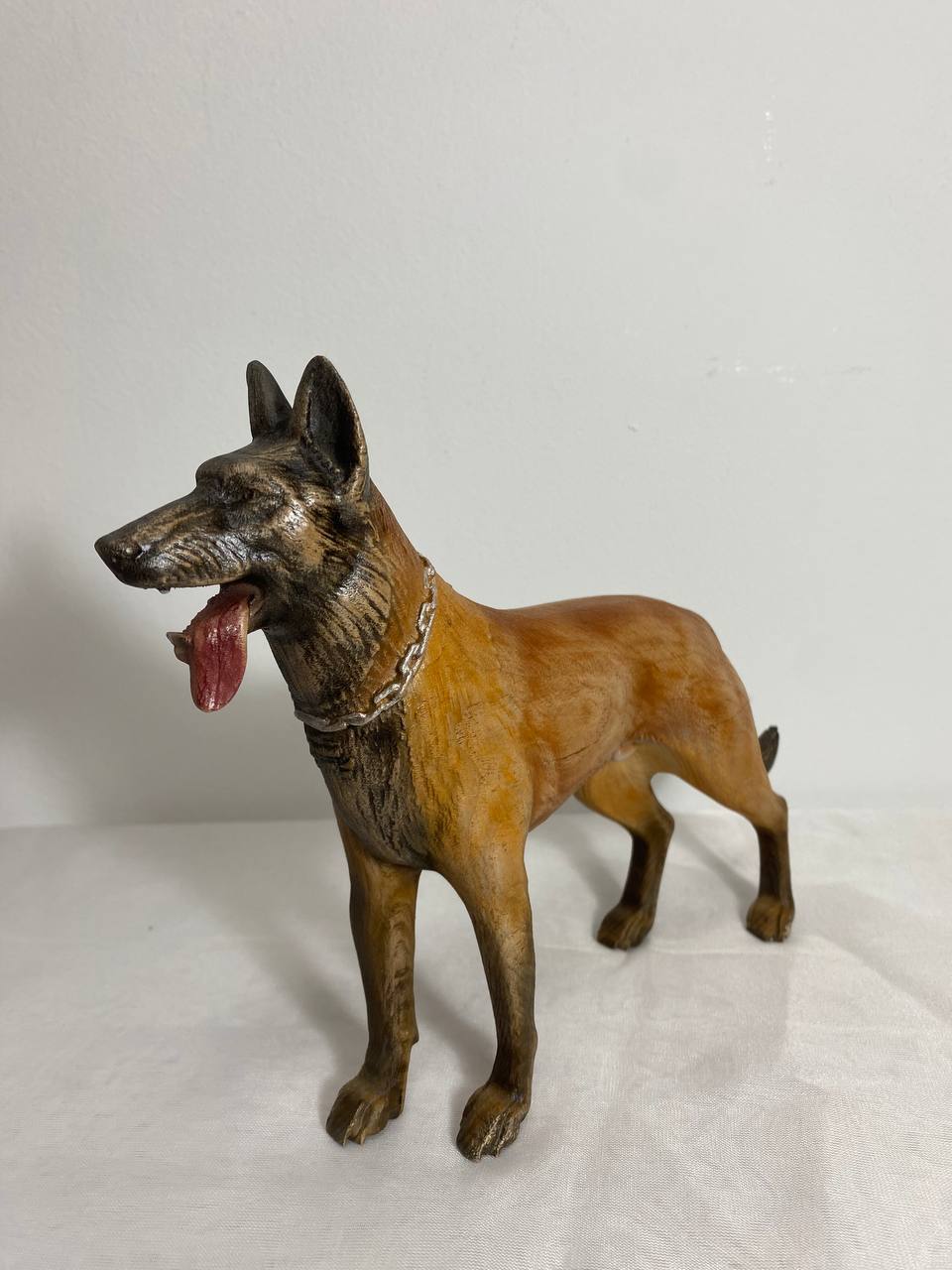 Belgian Malinois Figurine | Hand-Carved Wood Dog Statue Belgian Shepherd Gift