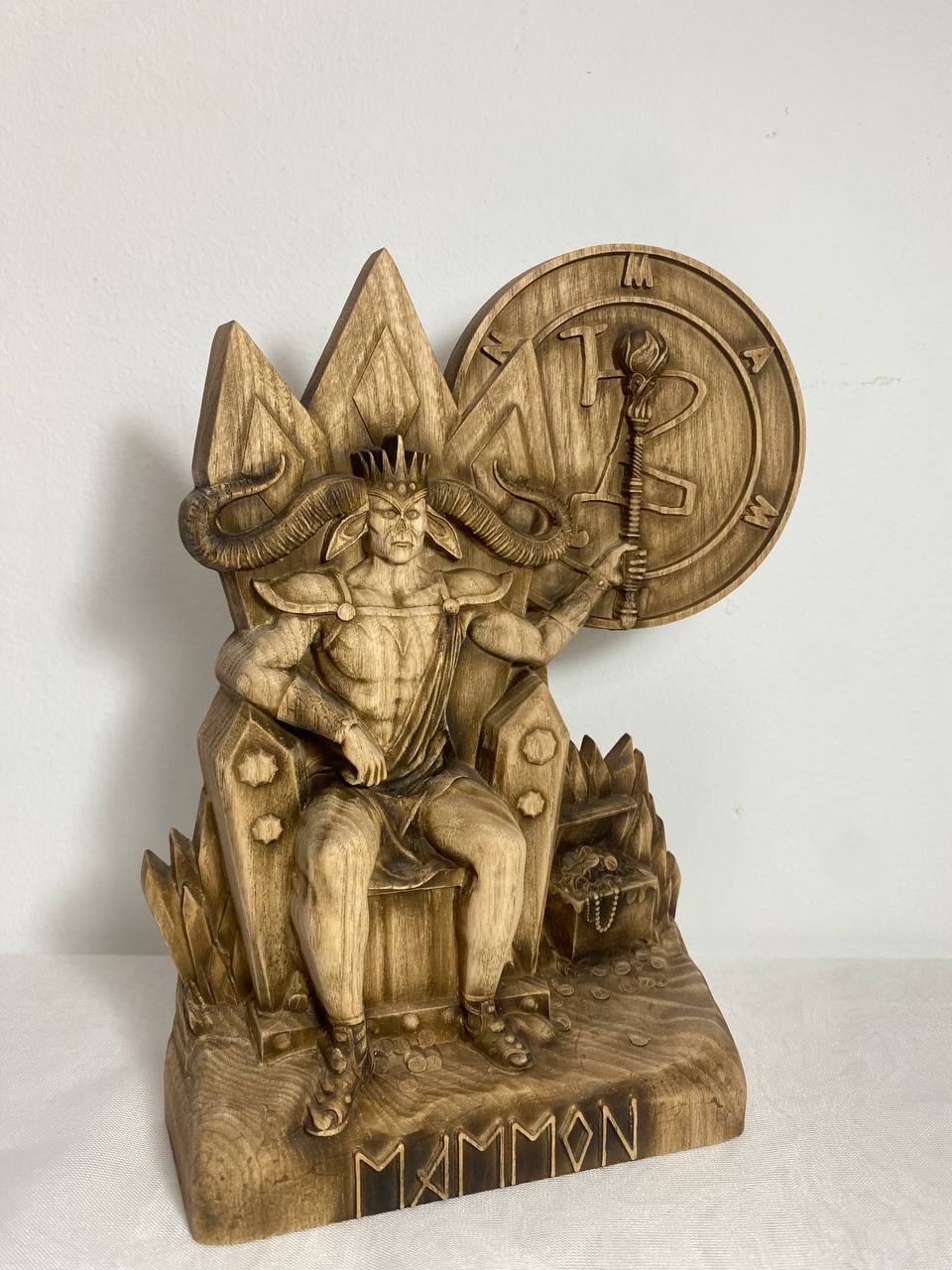 Mammon, Demon, Wooden statue