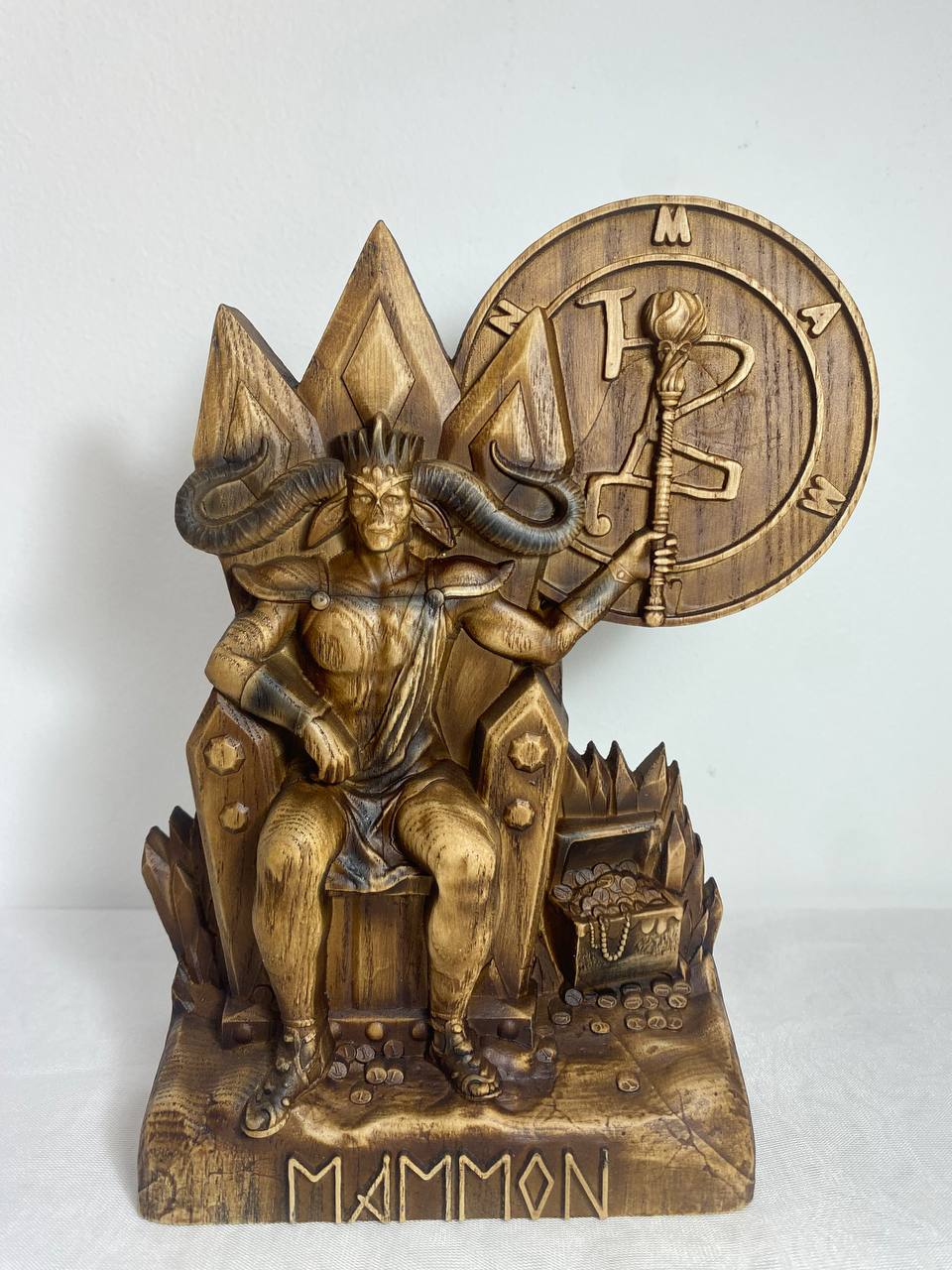 Mammon, Demon, Wooden statue