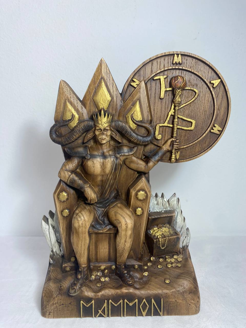 Mammon, Demon, Wooden statue