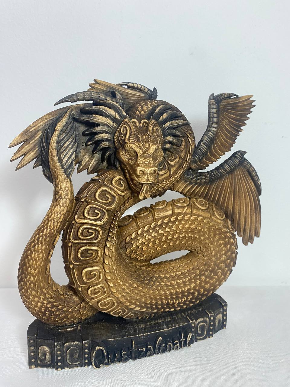 Quetzalcoatl Feathered serpent Kukulkan Quetzalcoatl statue Mayan dragon Aztec god Aztec art Wood dragon statue Aztec mythology Dragon totem