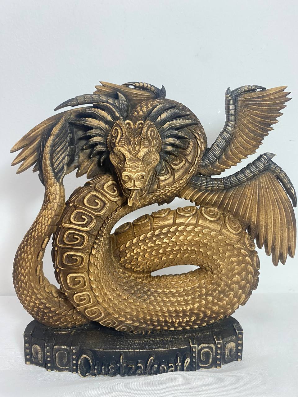 Quetzalcoatl Feathered serpent Kukulkan Quetzalcoatl statue Mayan dragon Aztec god Aztec art Wood dragon statue Aztec mythology Dragon totem