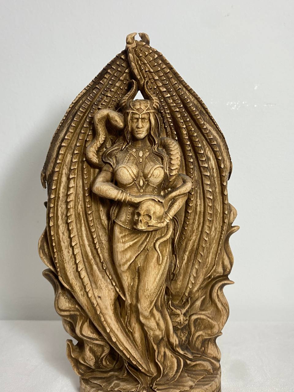 Wooden Lilith Statue - Mother of Demons Sculpture