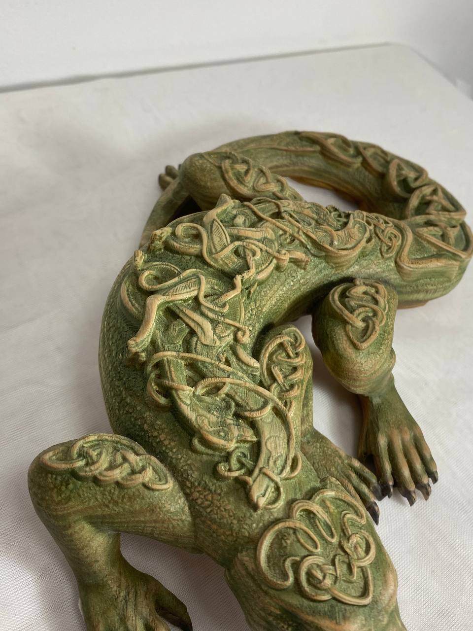 Lizard, Wooden statue Lizard dragon Reptile