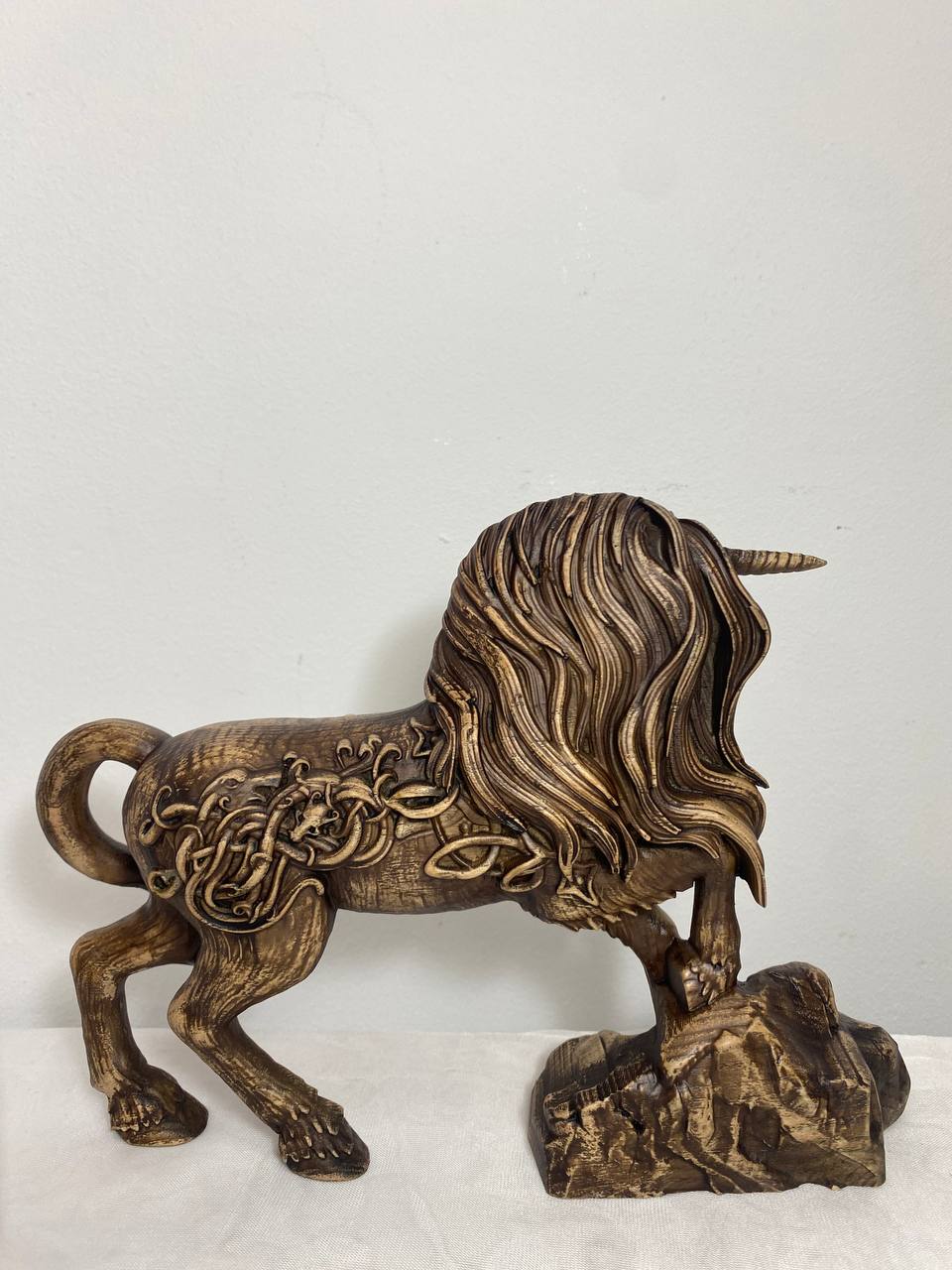 Unicorn sculpture, Horse statue, Wooden, Unicorn figurine, Mythical creatures, Unicorn carving Spirit animal Wood sculpture Wood carving