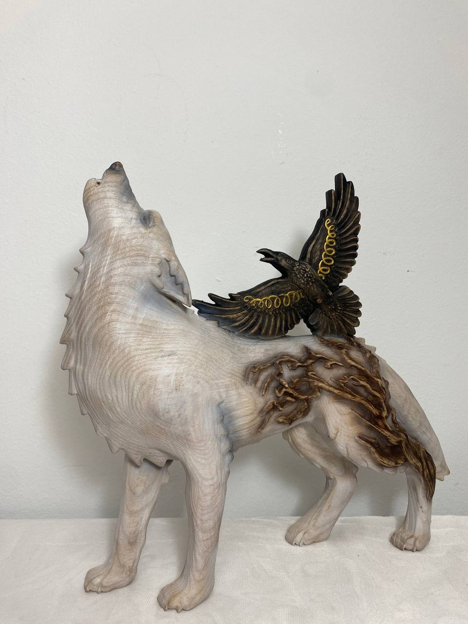 Raven & Wolf: Norse Mythology Statue