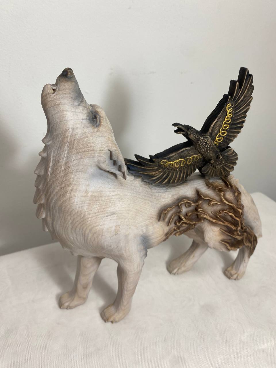 Raven & Wolf: Norse Mythology Statue