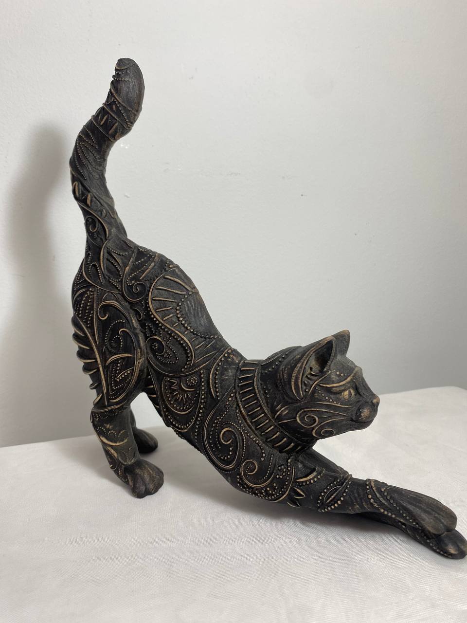 Cat, The Guardian Predator, wooden statue, carving statue