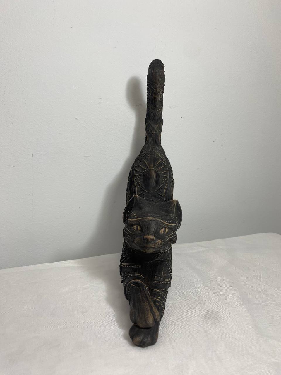 Cat, The Guardian Predator, wooden statue, carving statue