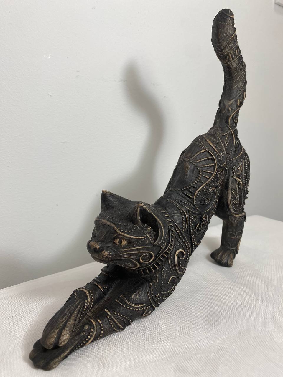 Cat, The Guardian Predator, wooden statue, carving statue