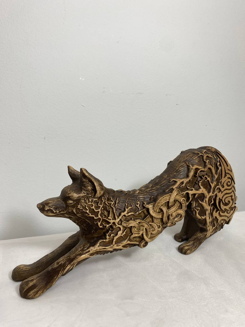 Red fox Fox statu, Fox wood Wooden statue