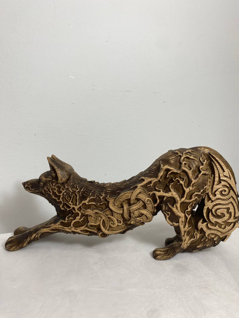 Red fox Fox statu, Fox wood Wooden statue