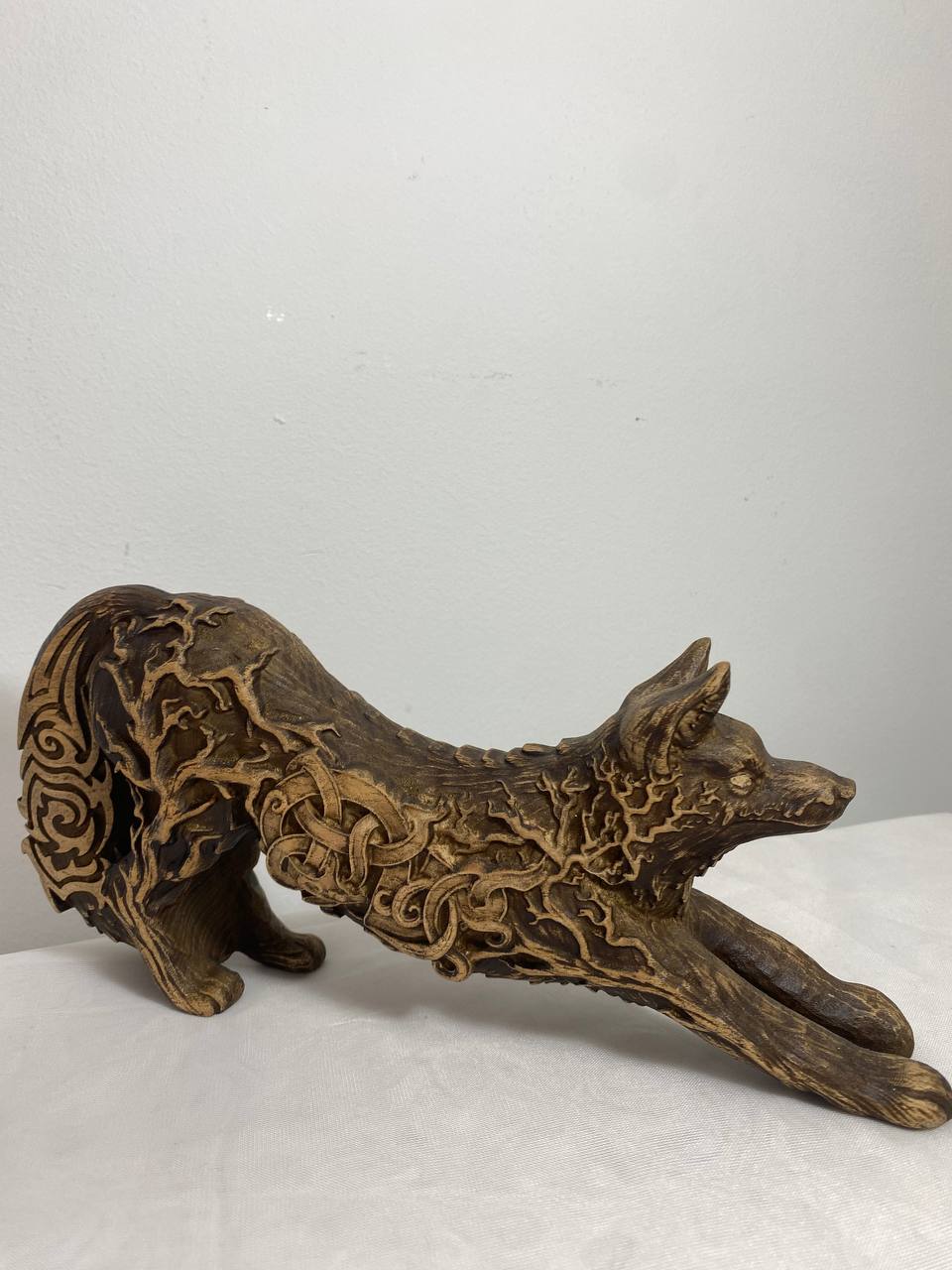 Red fox Fox statu, Fox wood Wooden statue