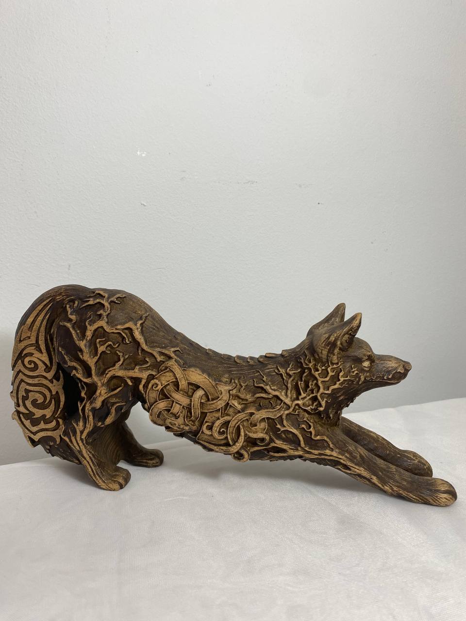 Red fox Fox statu, Fox wood Wooden statue