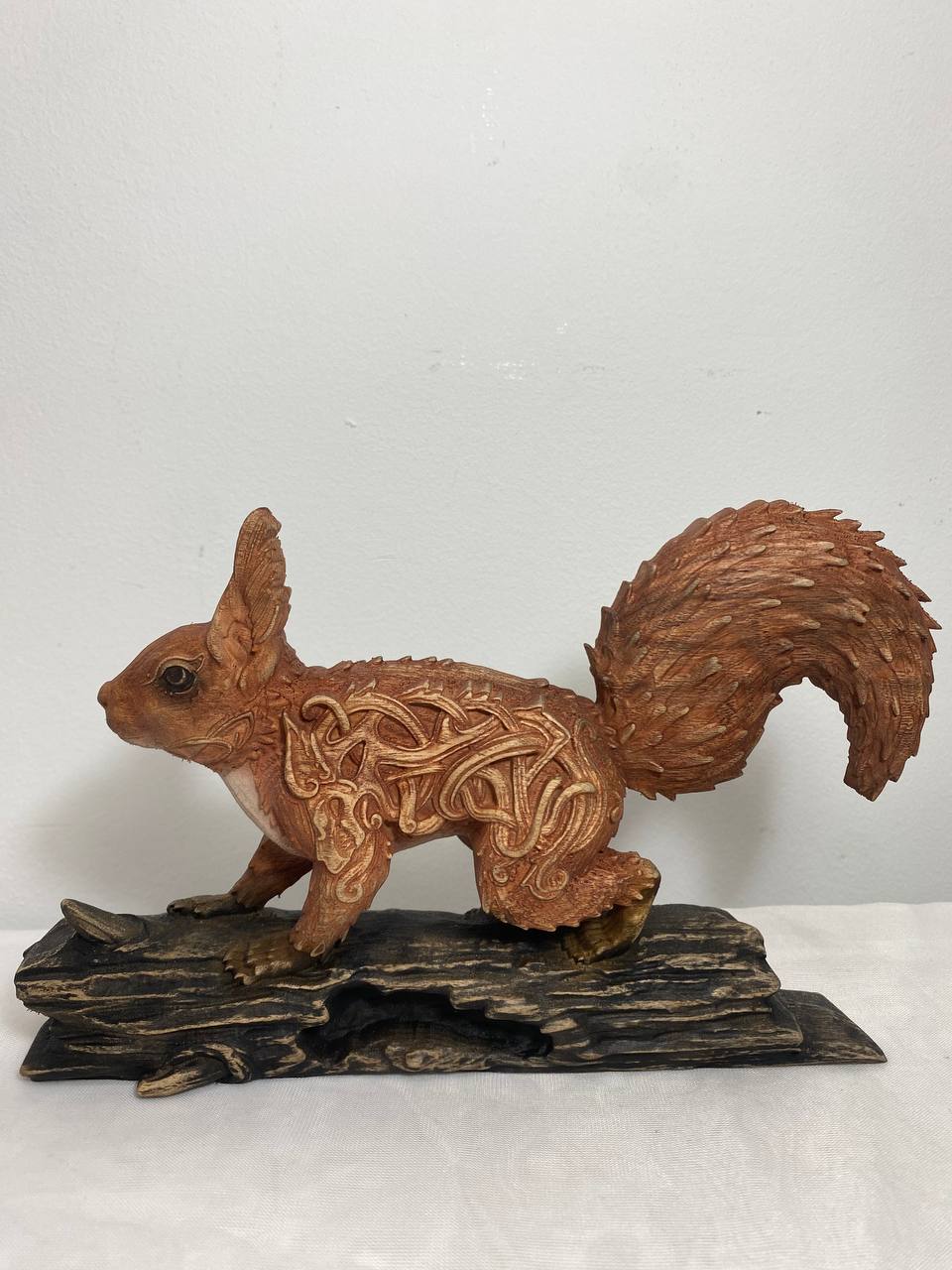 Red Squirrel Ratatoskr - Wooden Squirrel Statue Norse Mythology Yggdrasil