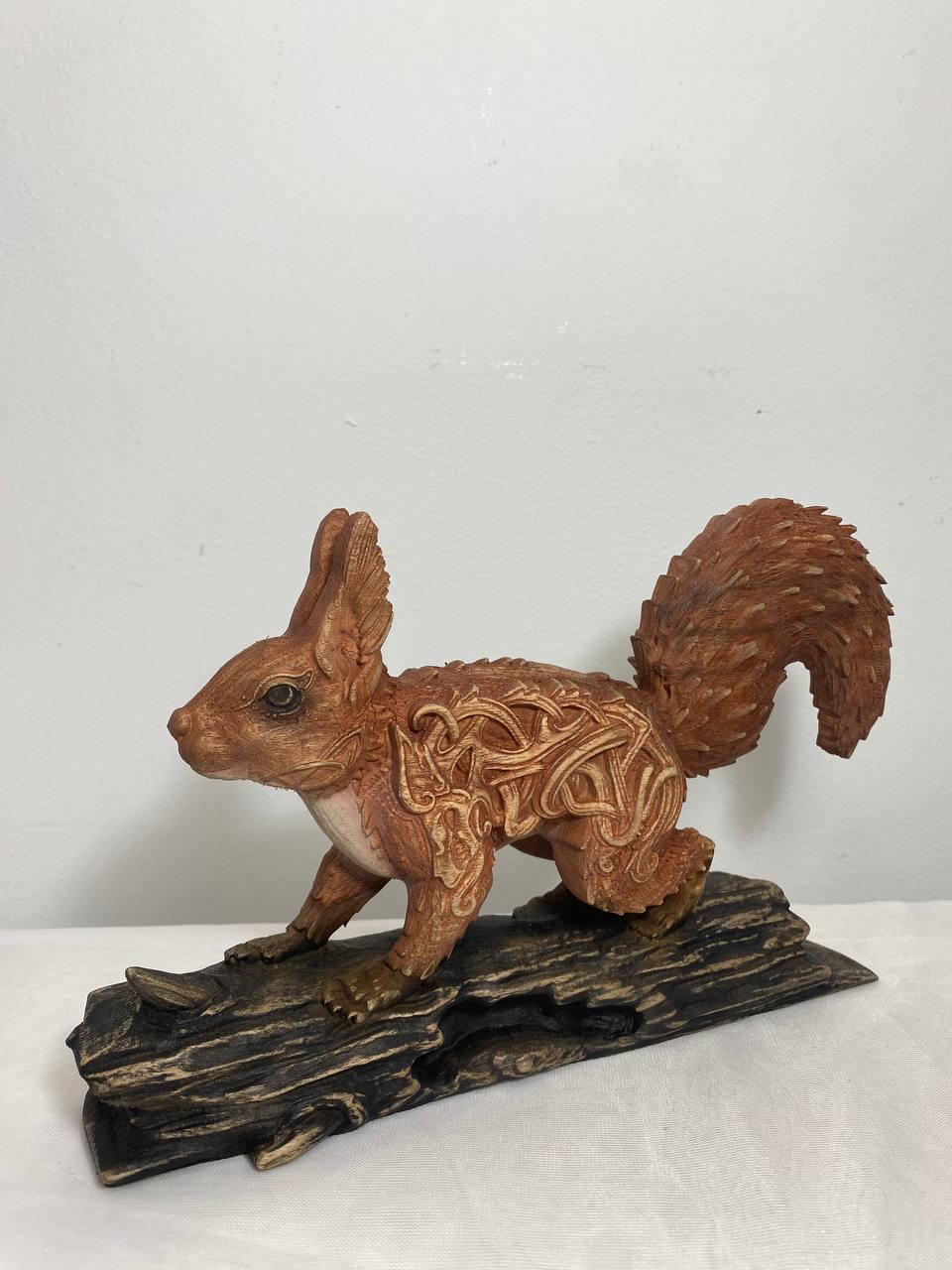 Red Squirrel Ratatoskr - Wooden Squirrel Statue Norse Mythology Yggdrasil