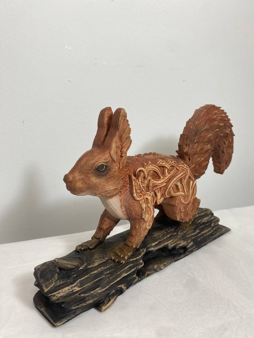 Red Squirrel Ratatoskr - Wooden Squirrel Statue Norse Mythology Yggdrasil