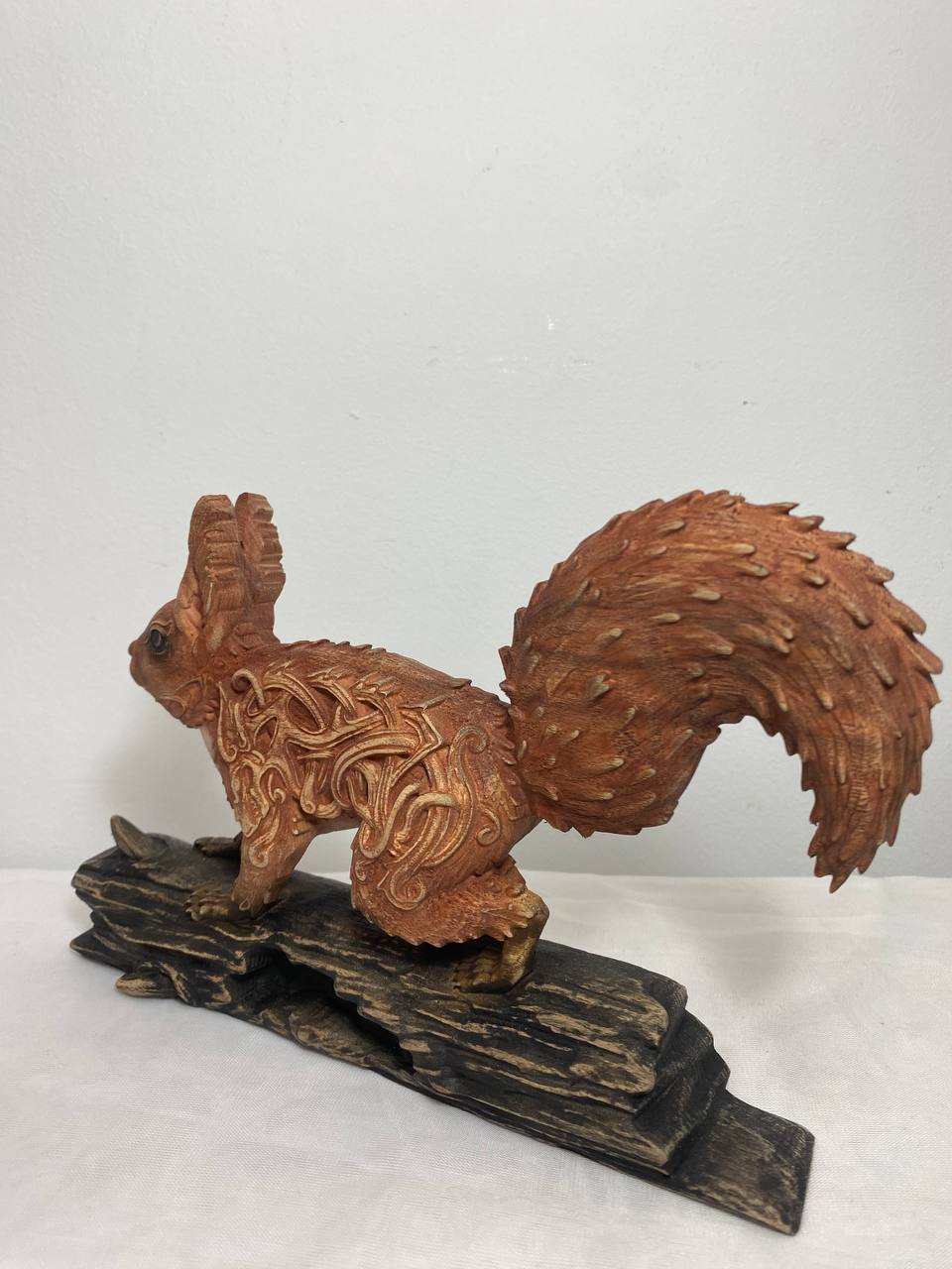 Red Squirrel Ratatoskr - Wooden Squirrel Statue Norse Mythology Yggdrasil