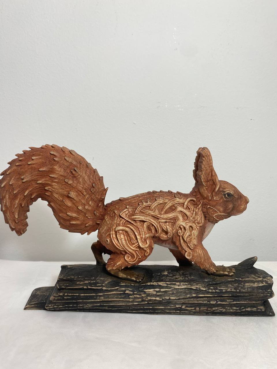 Red Squirrel Ratatoskr - Wooden Squirrel Statue Norse Mythology Yggdrasil