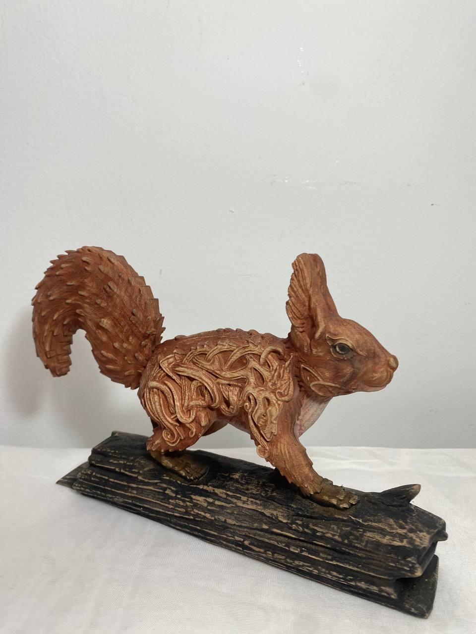 Red Squirrel Ratatoskr - Wooden Squirrel Statue Norse Mythology Yggdrasil