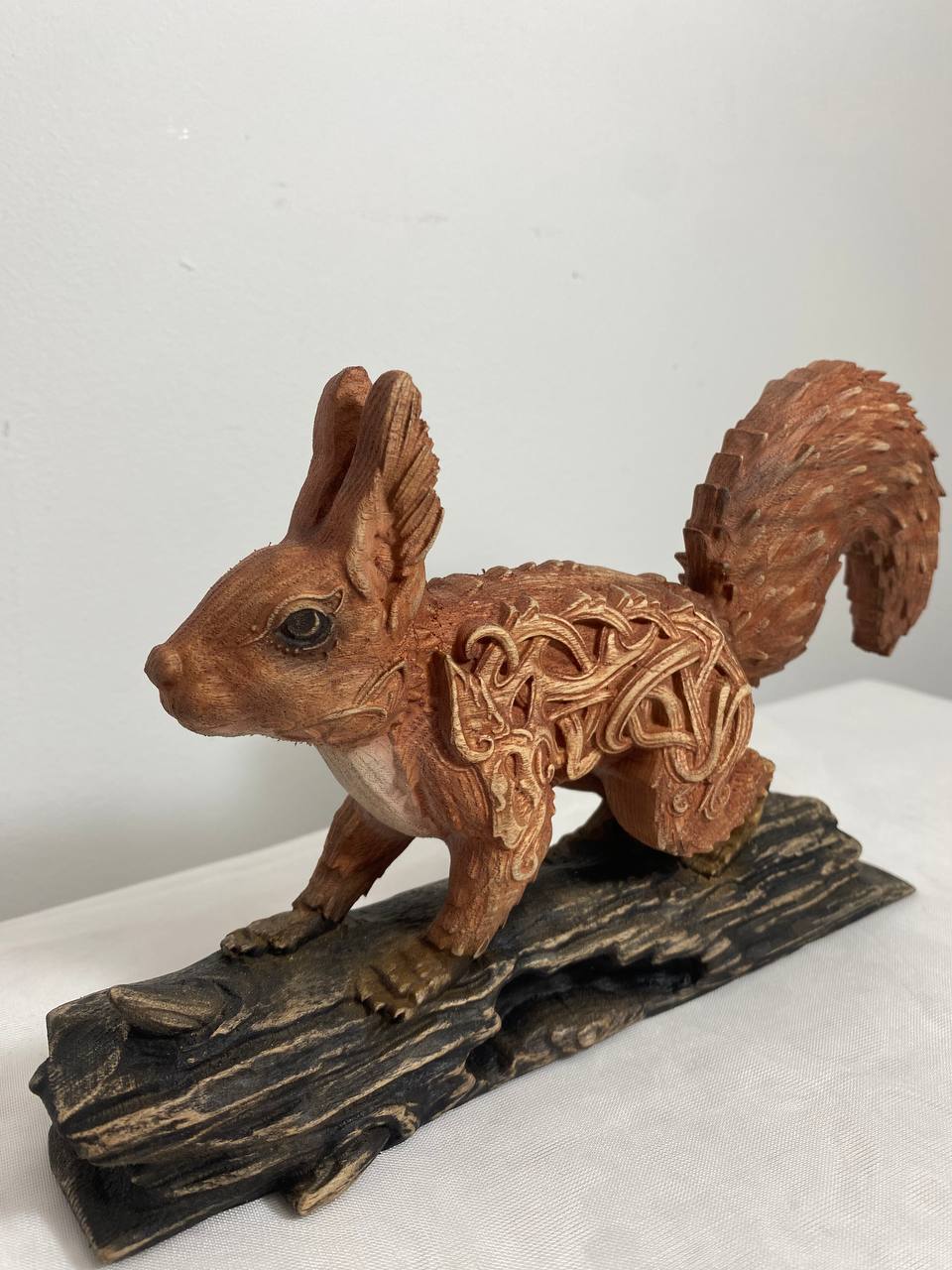 Red Squirrel Ratatoskr - Wooden Squirrel Statue Norse Mythology Yggdrasil