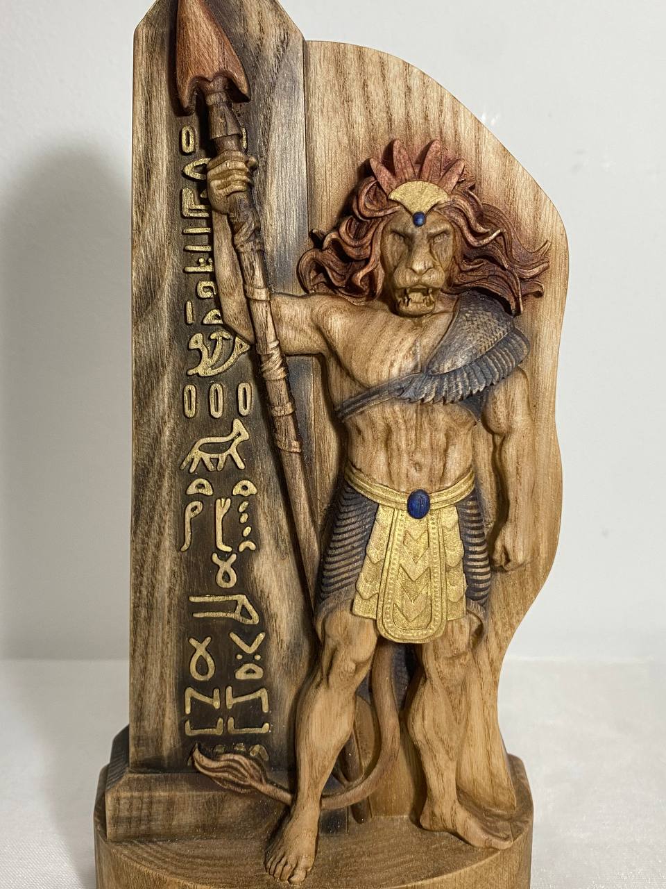 Egyptian statue Anhur Egyptian god Kemetic Anhur lion Egyptian decor Egyptian mythology Ancient egyptian Egyptian goddess Goddess carving