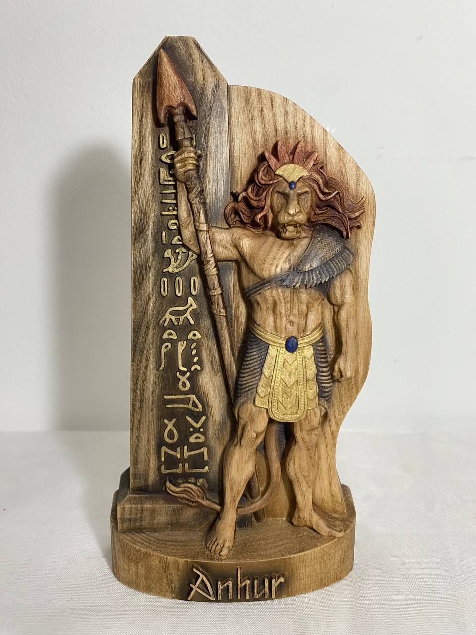 Egyptian statue Anhur Egyptian god Kemetic Anhur lion Egyptian decor Egyptian mythology Ancient egyptian Egyptian goddess Goddess carving