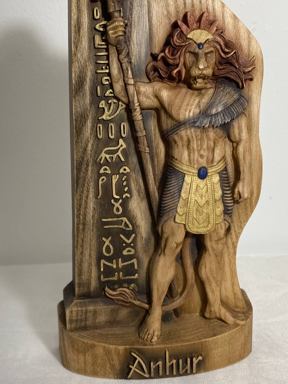 Egyptian statue Anhur Egyptian god Kemetic Anhur lion Egyptian decor Egyptian mythology Ancient egyptian Egyptian goddess Goddess carving