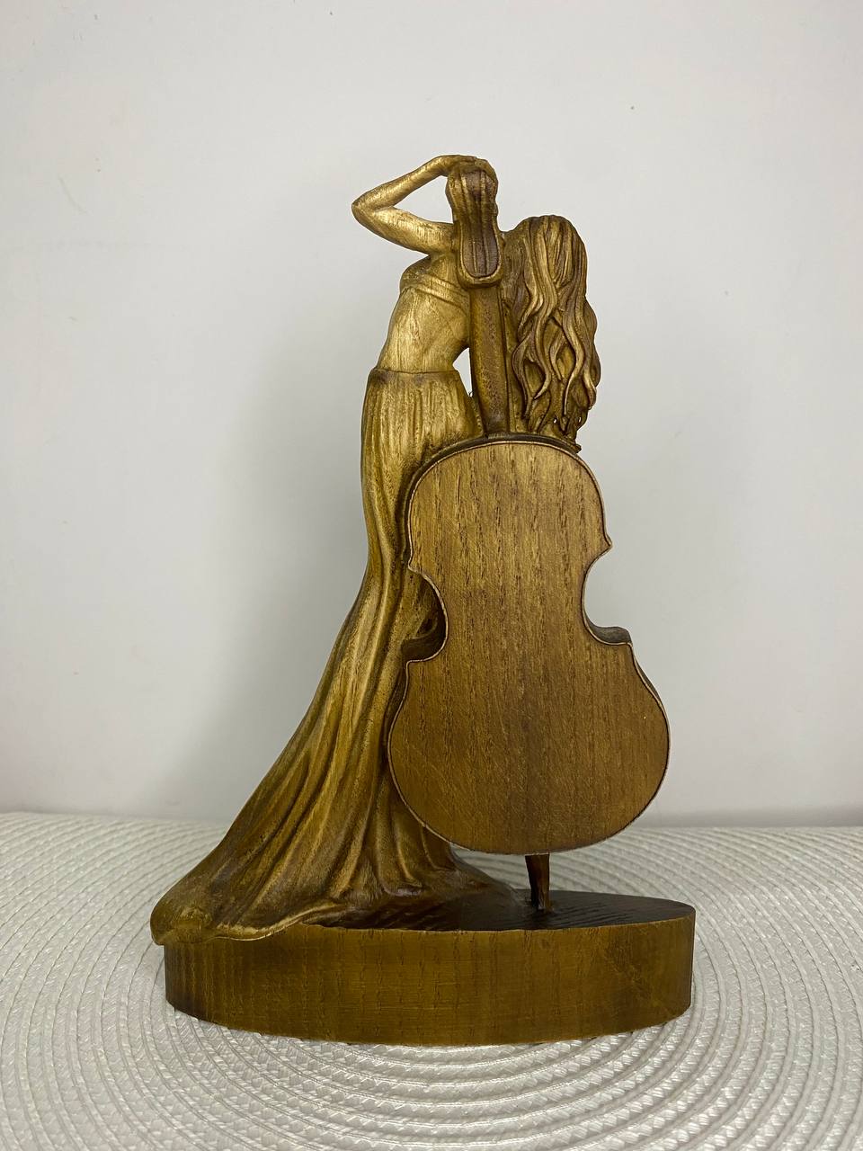 Klepoth Demon Violinist Wooden Statue – Gothic Dark Fantasy Sculpture, Mystical Home Decor