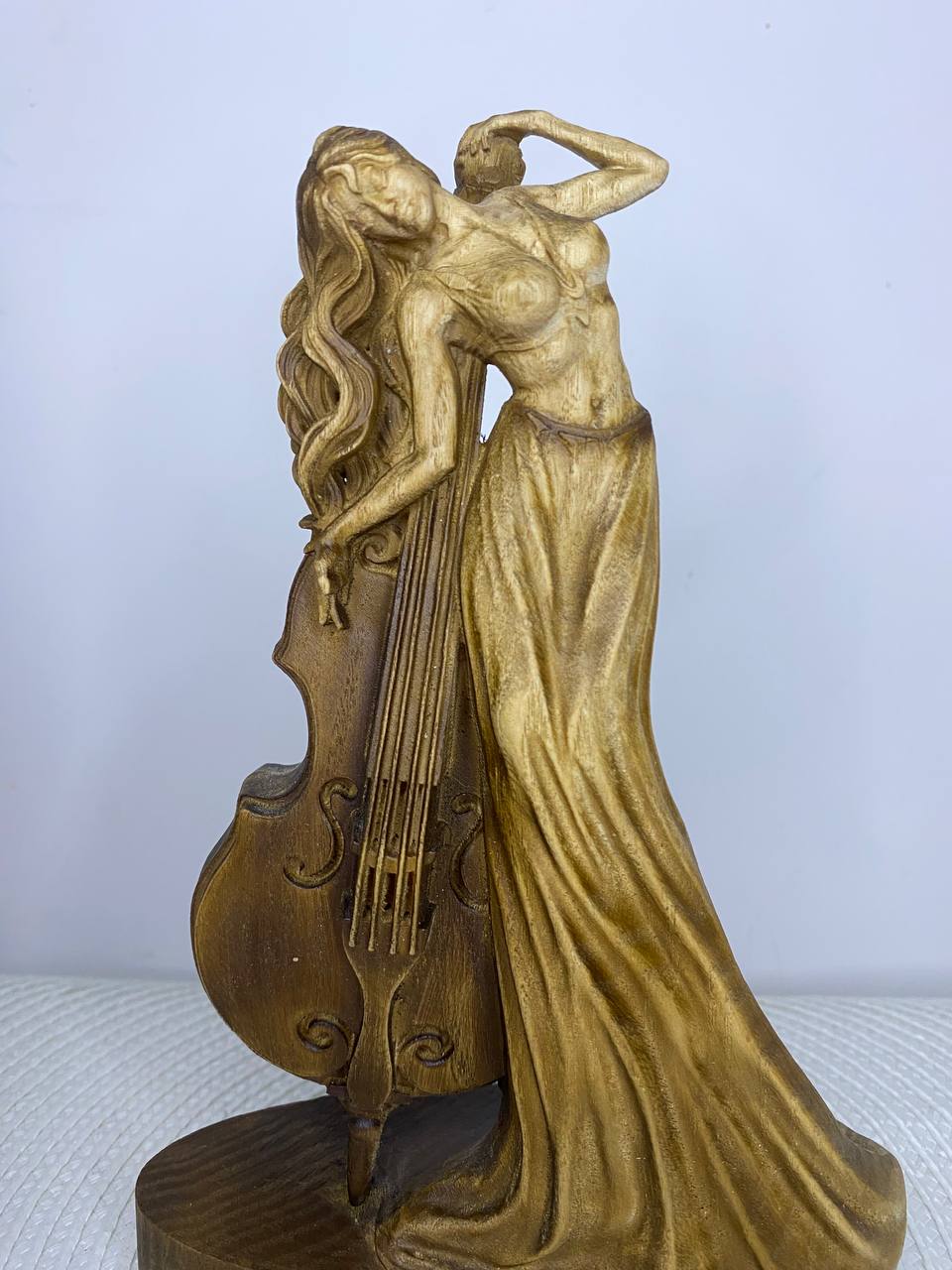 Klepoth Demon Violinist Wooden Statue – Gothic Dark Fantasy Sculpture, Mystical Home Decor