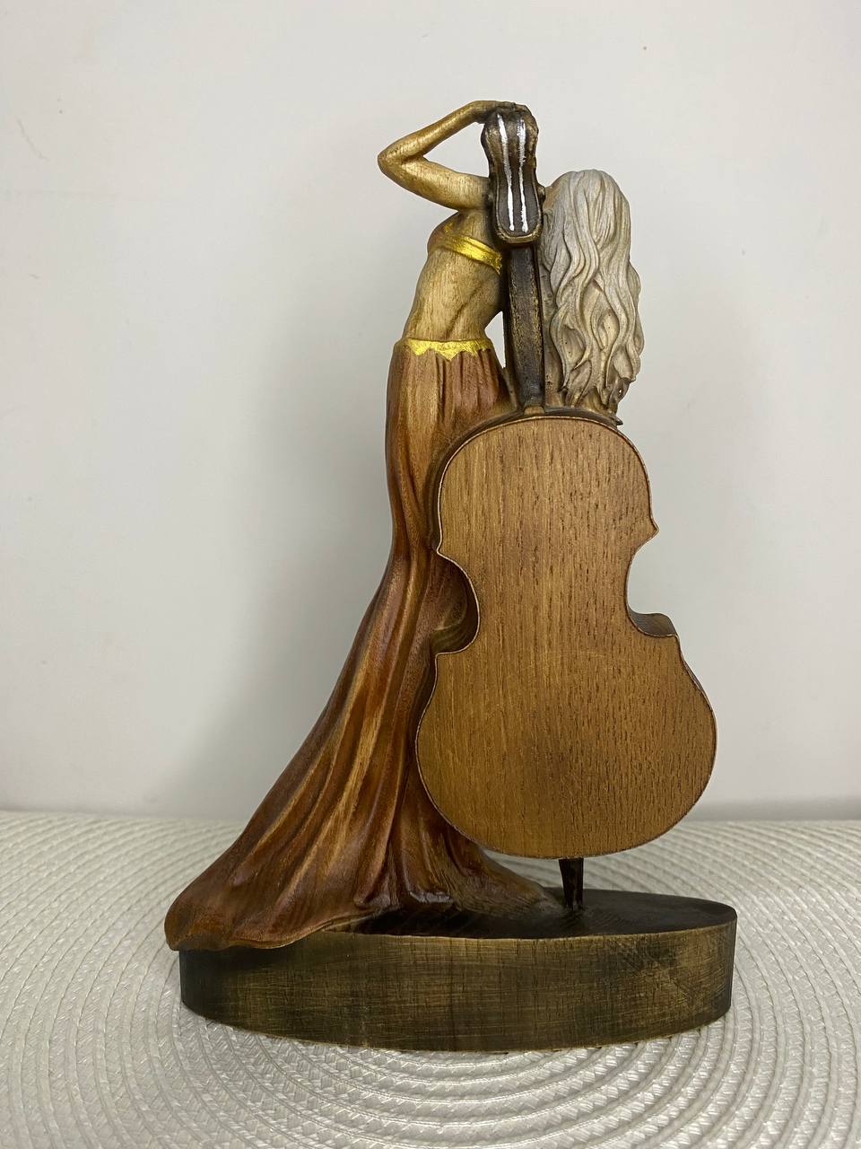 Klepoth Demon Violinist Wooden Statue – Gothic Dark Fantasy Sculpture, Mystical Home Decor