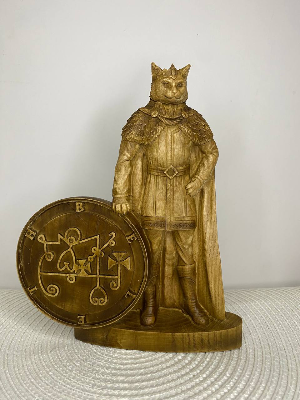 Beleth Wooden Demon Statue – Ars Goetia King Sculpture Occult Gothic Altar Decor